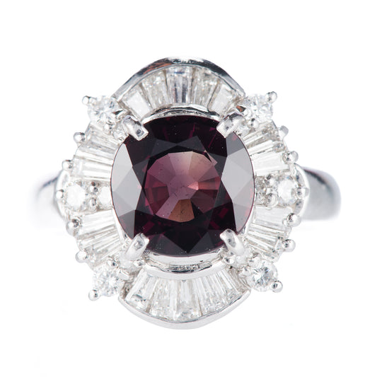 バイオレットサファイア x ダイヤモンド プラチナリング VS: 3.386 ct D: 1.03ct Pt900