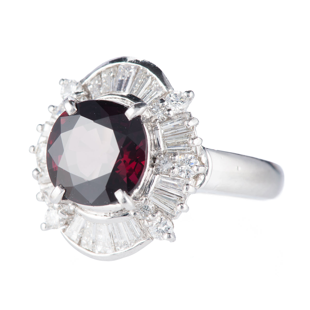 バイオレットサファイア x ダイヤモンド プラチナリング VS: 3.386 ct D: 1.03ct Pt900