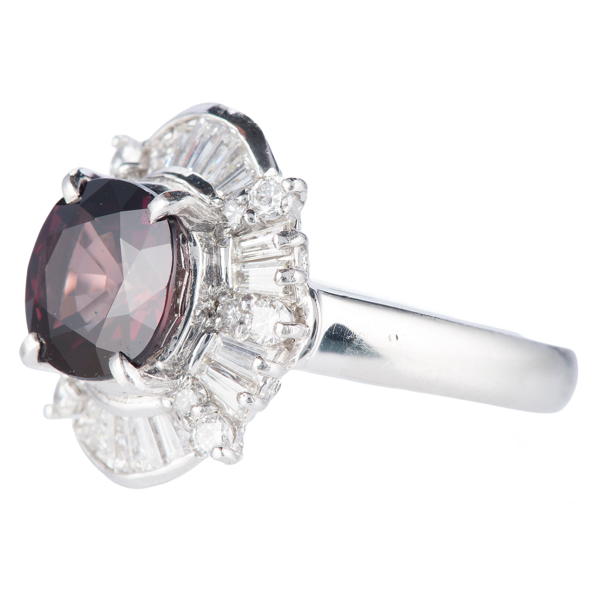 バイオレットサファイア x ダイヤモンド プラチナリング VS: 3.386 ct D: 1.03ct Pt900