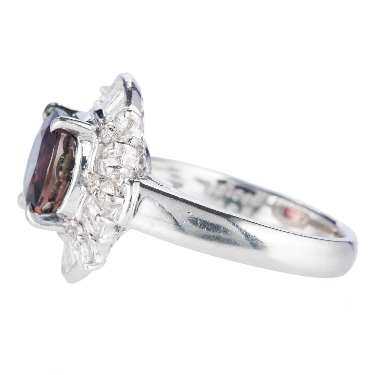 バイオレットサファイア x ダイヤモンド プラチナリング VS: 3.386 ct D: 1.03ct Pt900