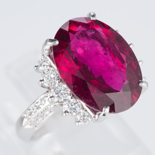 ルベライトトルマリンxダイヤモンド プラチナリング RT: 8..00 ct D: 0.61ct Pt900