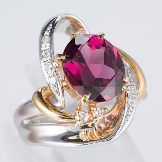 ガーネットxダイヤモンド プラチナリング G: 4.47 ct D: 0.2ct Pt900
