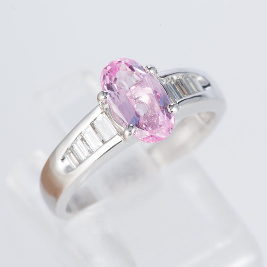 ピンクサファイアxダイヤモンド プラチナリング PS: 1.43 ct D: 0.26ct Pt900