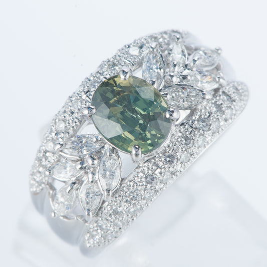 アレキサンドライトxダイヤモンド プラチナリング Al: 1.792 ct D: 0.82ct Pt900