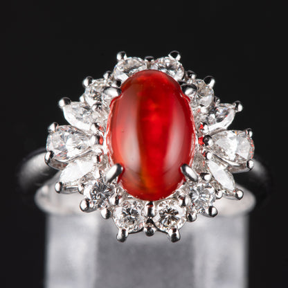 ハロー メキシコオパールxダイヤモンド プラチナリング MO: 1.87 ct D: 1.03ct Pt900