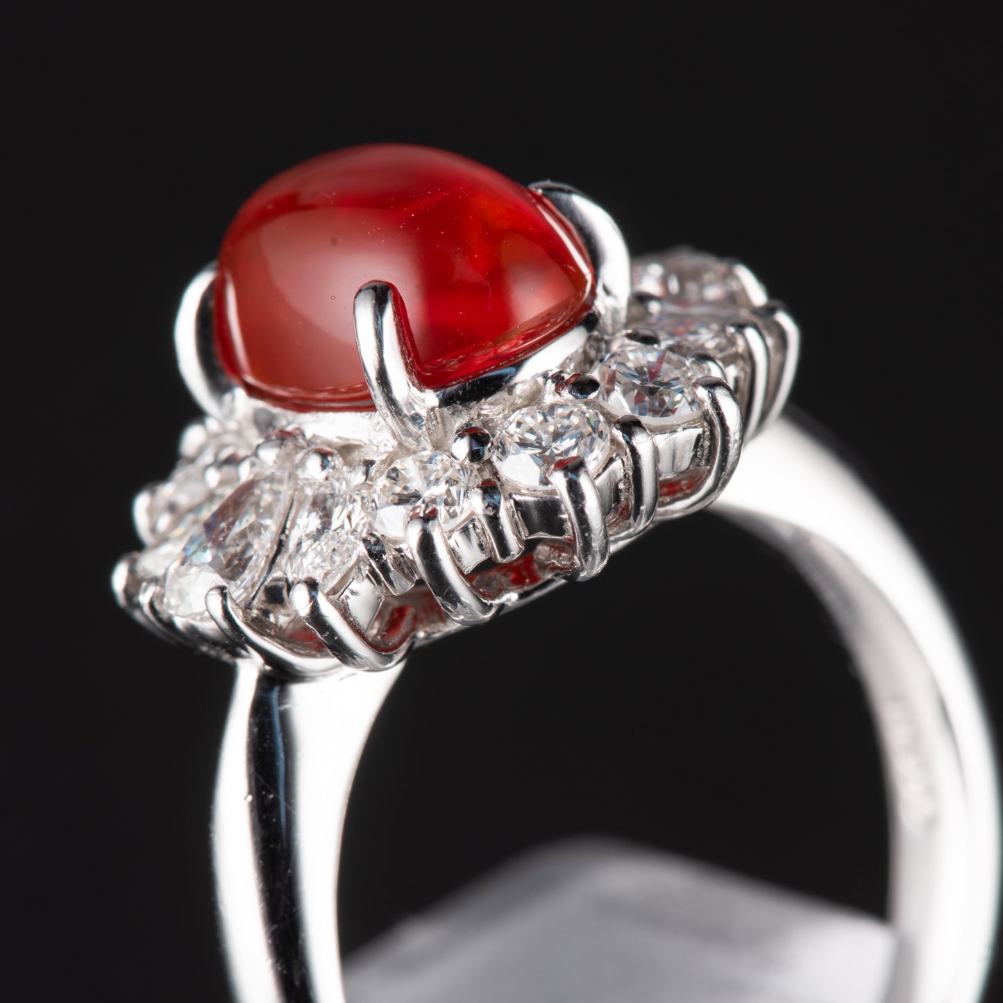 ハロー メキシコオパールxダイヤモンド プラチナリング MO: 1.87 ct D: 1.03ct Pt900