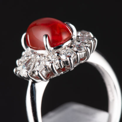 ハロー メキシコオパールxダイヤモンド プラチナリング MO: 1.87 ct D: 1.03ct Pt900