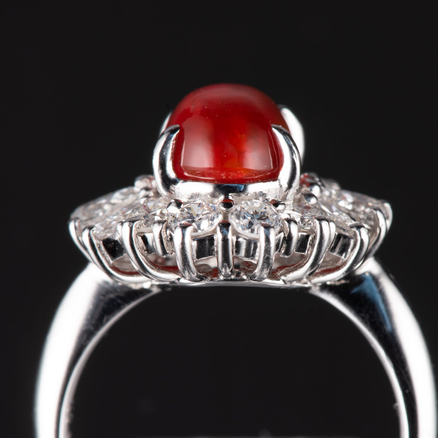 ハロー メキシコオパールxダイヤモンド プラチナリング MO: 1.87 ct D: 1.03ct Pt900