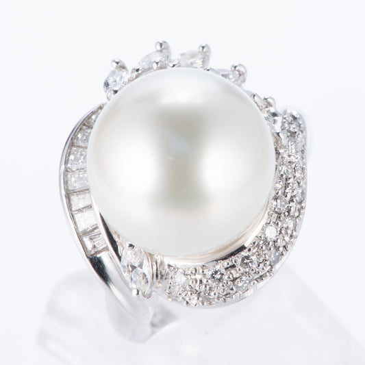 13mm 南洋パールプラチナリング 13.4mm D:1.07ct Pt900