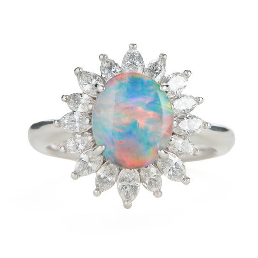 1.6ctブラックオパールダイヤモンドプラチナリング(BO:1.60 D:0.93ct Pt900)