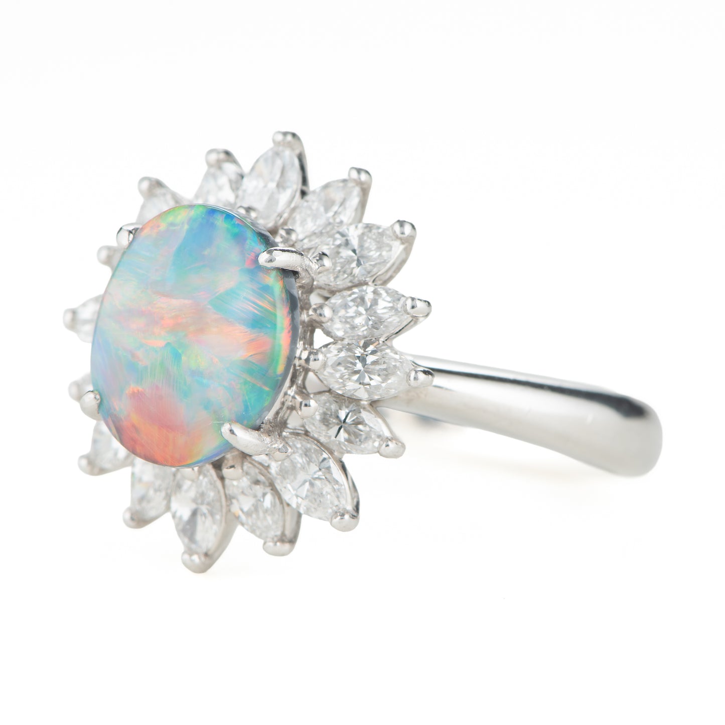 1.6ctブラックオパールダイヤモンドプラチナリング(BO:1.60 D:0.93ct Pt900)