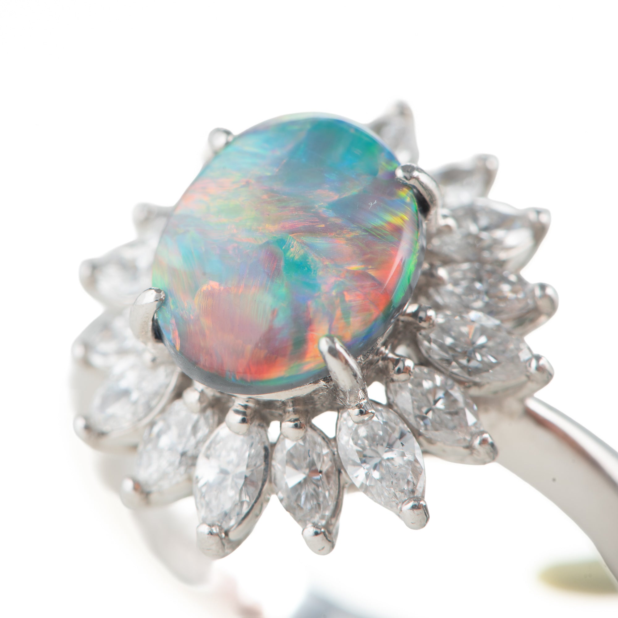 1.6ctブラックオパールダイヤモンドプラチナリング(BO:1.60 D:0.93ct