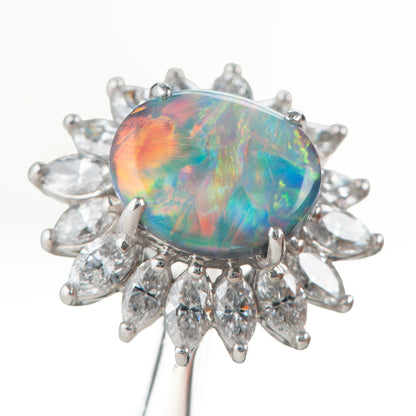 1.6ctブラックオパールダイヤモンドプラチナリング(BO:1.60 D:0.93ct Pt900)