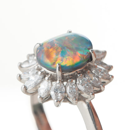 1.6ctブラックオパールダイヤモンドプラチナリング(BO:1.60 D:0.93ct Pt900)
