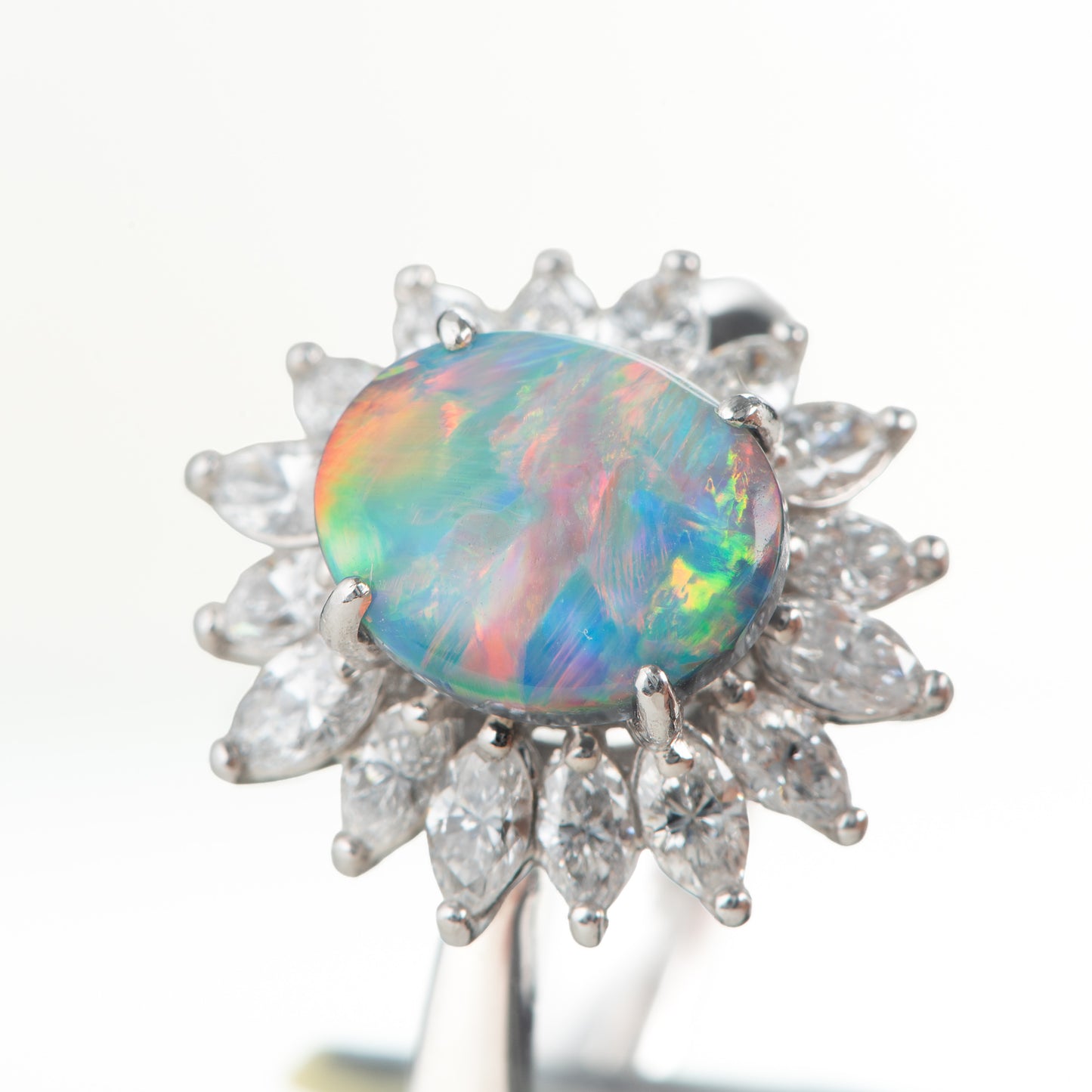 1.6ctブラックオパールダイヤモンドプラチナリング(BO:1.60 D:0.93ct Pt900)