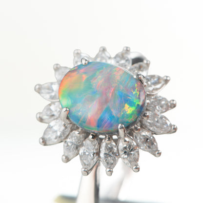 1.6ctブラックオパールダイヤモンドプラチナリング(BO:1.60 D:0.93ct Pt900)