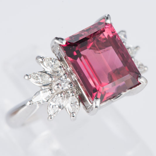 トルマリンxダイヤモンド プラチナリング T: 5.57 ct D: 0.51ct Pt900