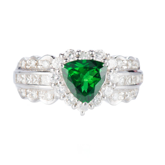 グリーンガーネット×ダイヤリング 1.08ct 正面画像