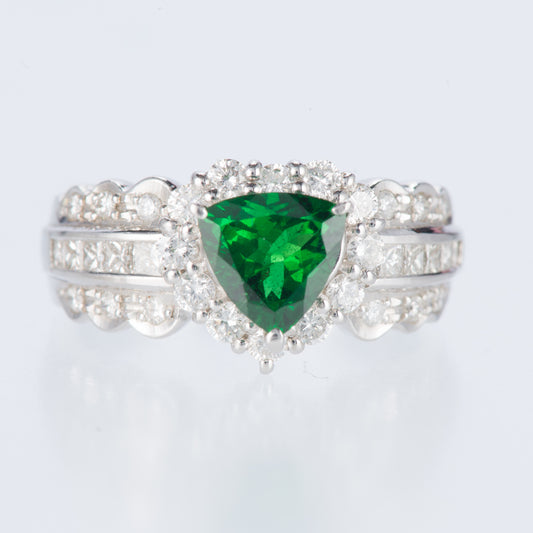 グリーンガーネット×ダイヤモンド プラチナリング GG: 1.08 ct D: 0.72ct Pt900