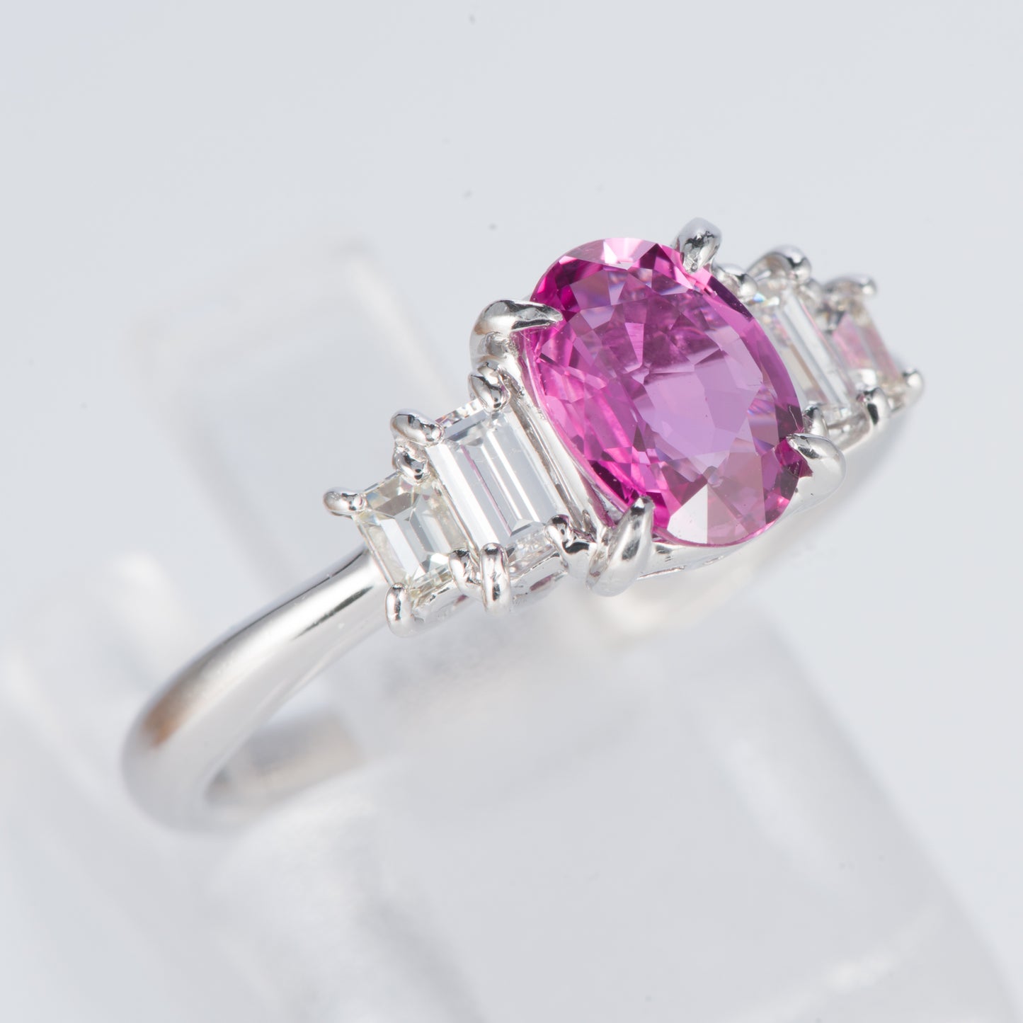 ピンクサファイアxダイヤモンド プラチナリング PS: 1.23 ct D: 0.37ct Pt900
