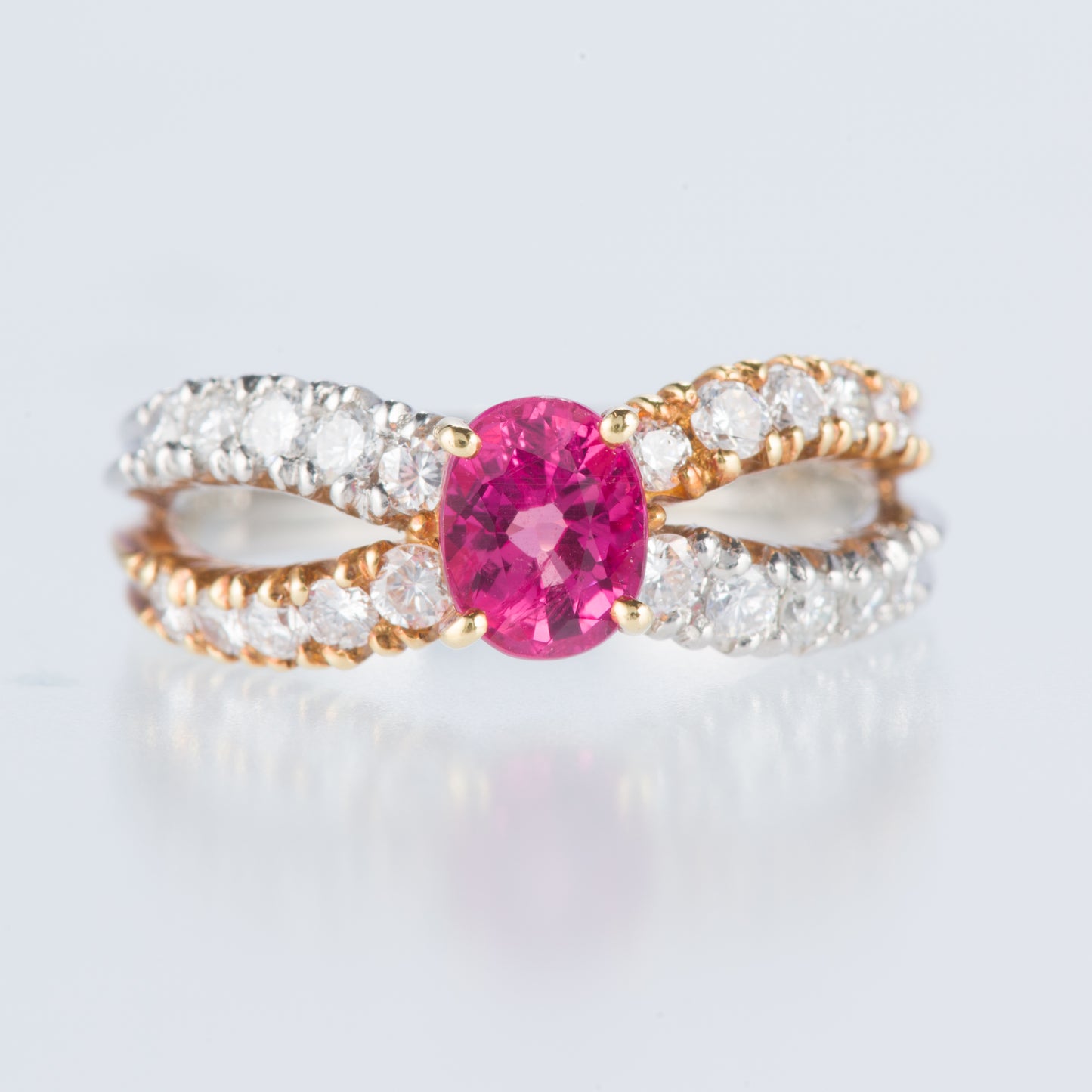 ルビー×ダイヤモンド イエローゴールドプラチナリング R:1.104ct D: 0.58ct