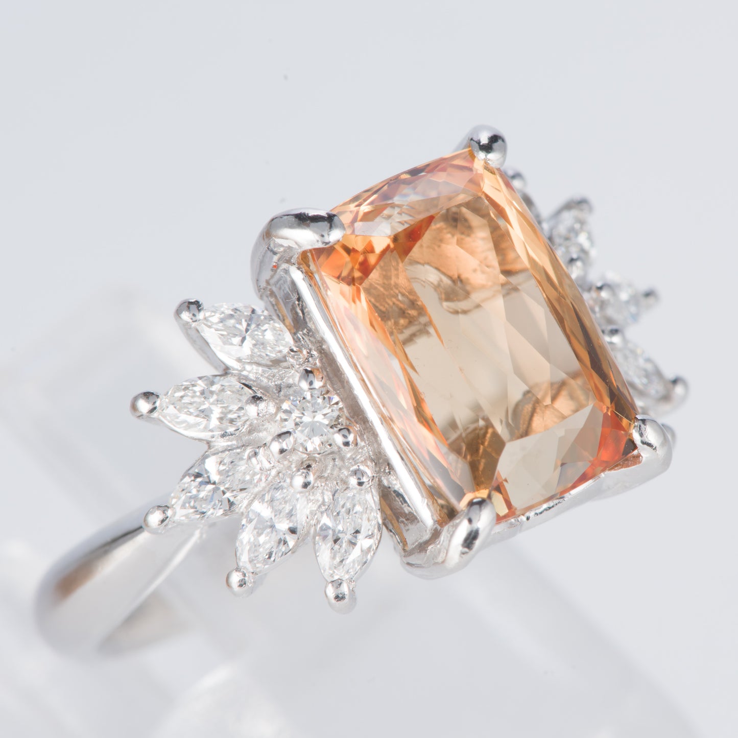 インペリアルトパーズxダイヤモンド プラチナリング Ito: 5.15 ct D: 0.54ct Pt900