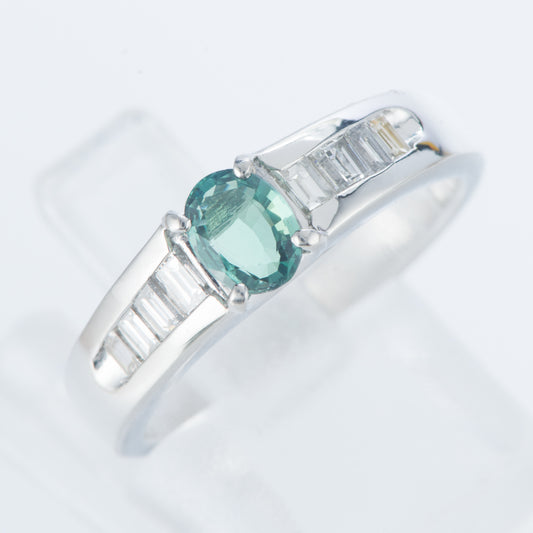 サイドダイヤモンド アレキサンドライトxダイヤモンド プラチナリング Al: 0.48 ct D: 0.33ct Pt900