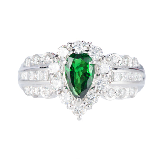 グリーンガーネット×ダイヤリング 0.85ct 正面画像