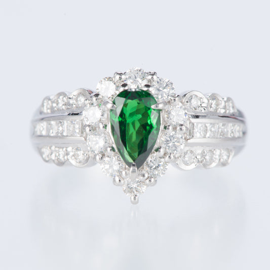 グリーンガーネット×ダイヤモンド プラチナリング GG: 0.85 ct D: 0.82ct Pt900