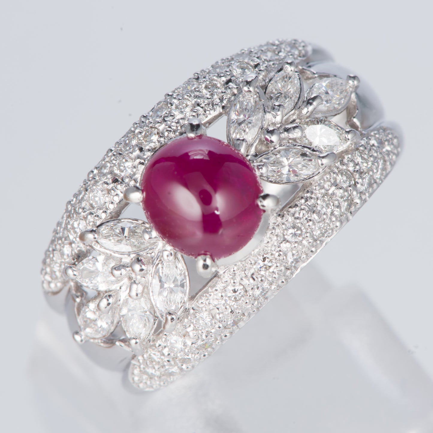 ルビーxダイヤモンド プラチナリング R: 1.73 ct D: 0.8ct Pt900