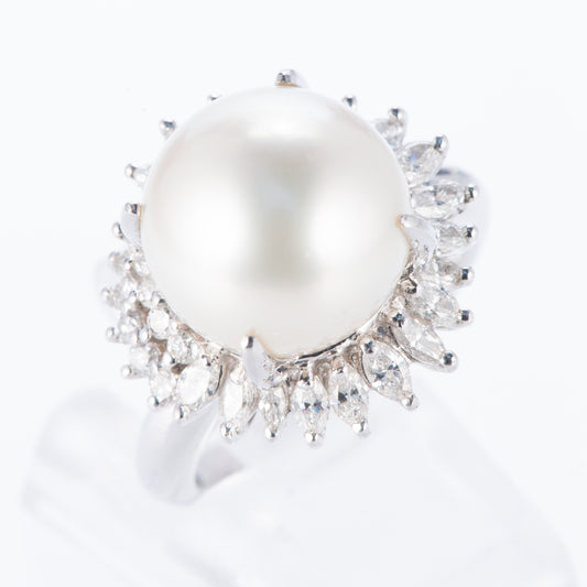 11mm 南洋パールプラチナリング 11.9mm D:0.86ct Pt900