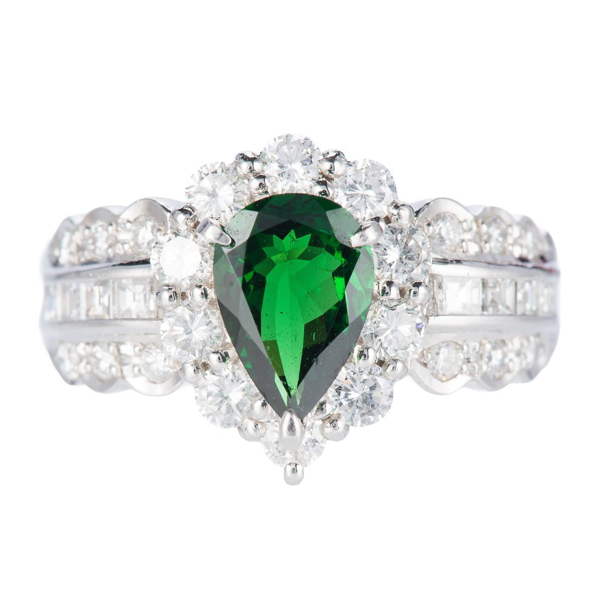 グリーンガーネット×ダイヤリング 1.11ct 正面画像