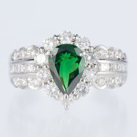 グリーンガーネット×ダイヤモンド プラチナリング GG: 1.11 ct D: 1.03ct Pt900