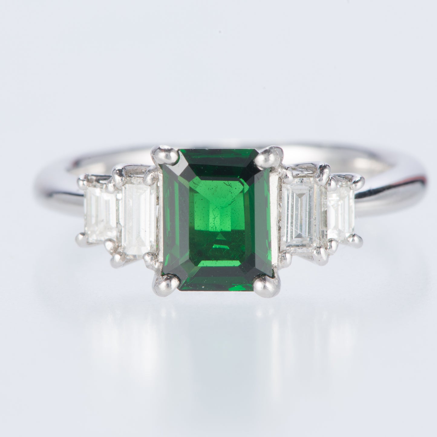 グリーンガーネット×ダイヤモンド プラチナリング GG: 1.24 ct D: 0.35ct Pt900