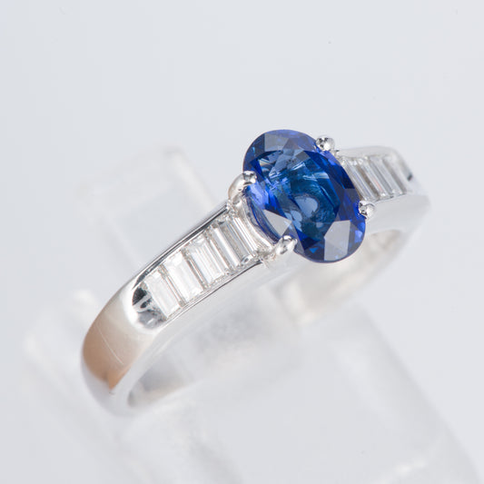サファイアxダイヤモンド プラチナリング S: 1.25 ct D: 0.43ct Pt900