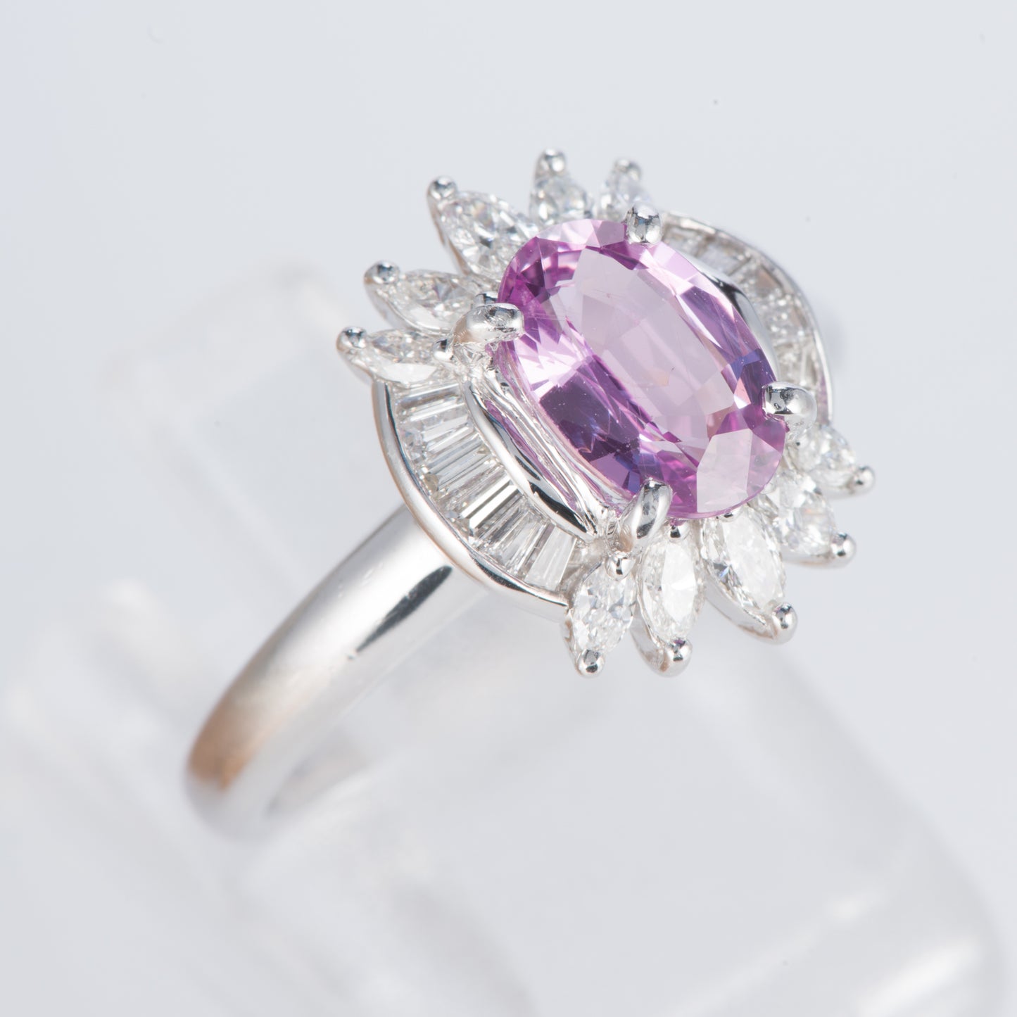 ピンクサファイアxダイヤモンド プラチナリング PS: 1.41 ct D: 0.48ct Pt900