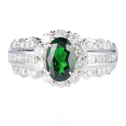 グリーンガーネット×ダイヤリング 1.05ct 正面画像