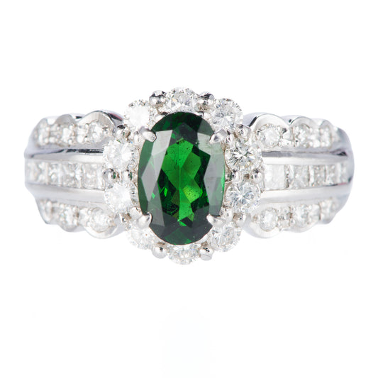 グリーンガーネット×ダイヤリング 1.05ct 正面画像