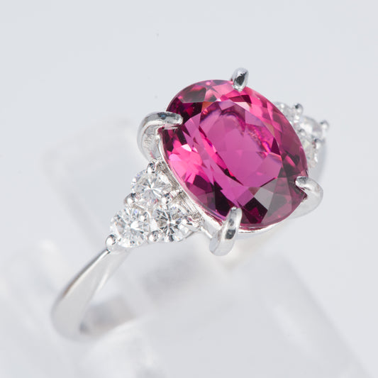 ピンクトルマリンxダイヤモンド プラチナリング PT: 2.88 ct D: 0.3ct Pt900