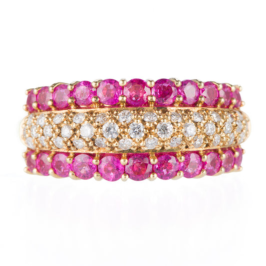 パヴェリング ルビー×ダイヤモンド イエローゴールドリング R:1.52ct D: 0.36ct