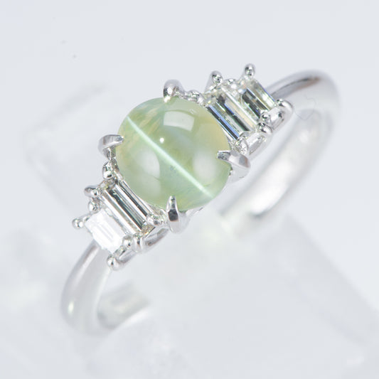 キャッツアイxダイヤモンド プラチナリング C: 1.5 ct D: 0.36ct Pt900