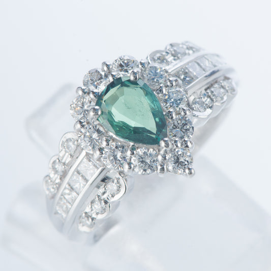 スプレンダー アレキサンドライトxダイヤモンド プラチナリング (Al: 0.86 ct D: 0.92ct Pt900)