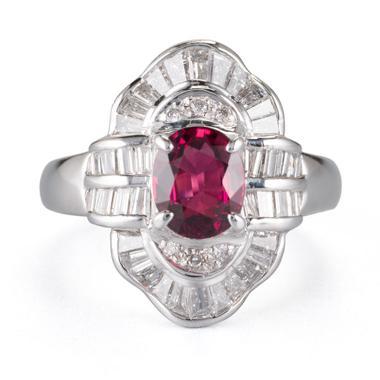 タンザニア産ルビーxダイヤモンド　プラチナ製リング  R: 1.52ct D:1.16ct Pt900　GIA