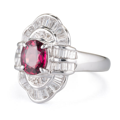 タンザニア産ルビーxダイヤモンド　プラチナ製リング  R: 1.52ct D:1.16ct Pt900　GIA