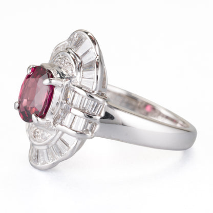タンザニア産ルビーxダイヤモンド　プラチナ製リング  R: 1.52ct D:1.16ct Pt900　GIA