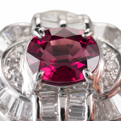 タンザニア産ルビーxダイヤモンド　プラチナ製リング  R: 1.52ct D:1.16ct Pt900　GIA