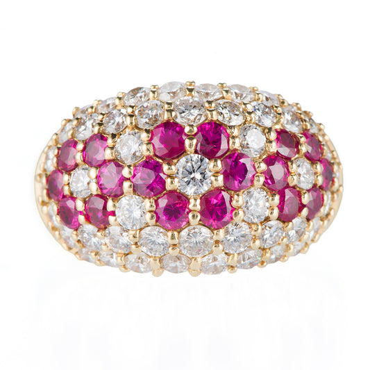 パヴェリング ルビー×ダイヤモンド イエローゴールドリング R:1.40Cct D: 2.00ct