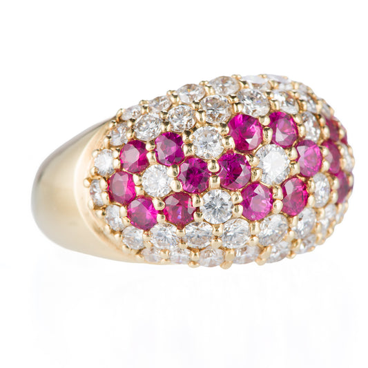パヴェリング ルビー×ダイヤモンド イエローゴールドリング R:1.40Cct D: 2.00ct