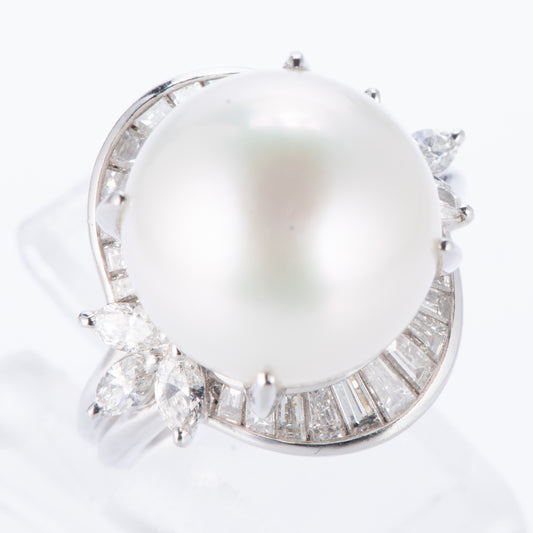 13mm 南洋パールプラチナリング 13.7mm D:1.25ct Pt900