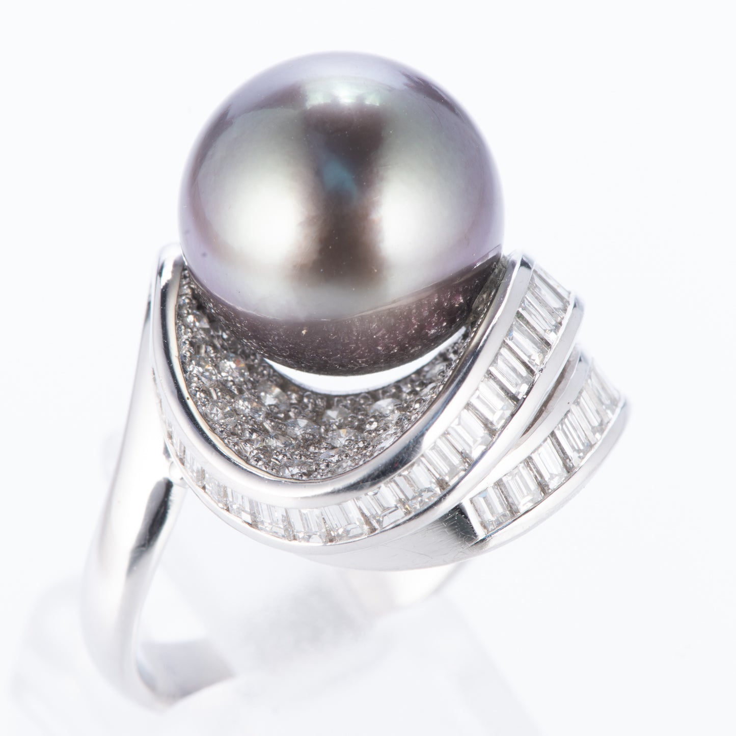 タヒチパールxダイヤモンド プラチナリング P: 13mm D: 1.65ct Pt900